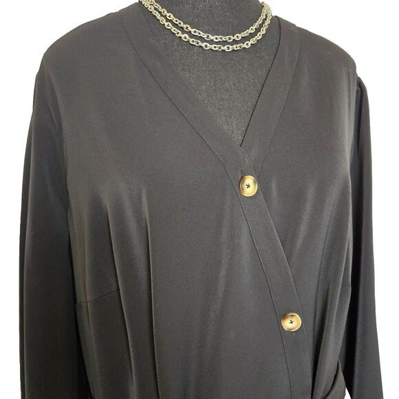 Standards & Practices Women's Black Button-Up Wrap Long Sleeve Dress Size 1X - Picture 2 of 10